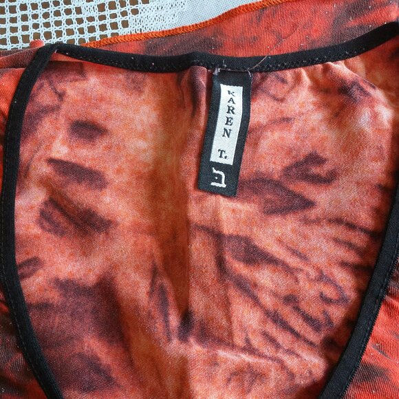 Orange & Black Floral V-neck Long Sleeve Blouse - Picture 10 of 10